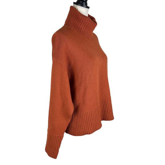 Bryn Walker Orange Funnel Turtleneck Sweater 100% Cotton Size Small - Picture 3 of 7
